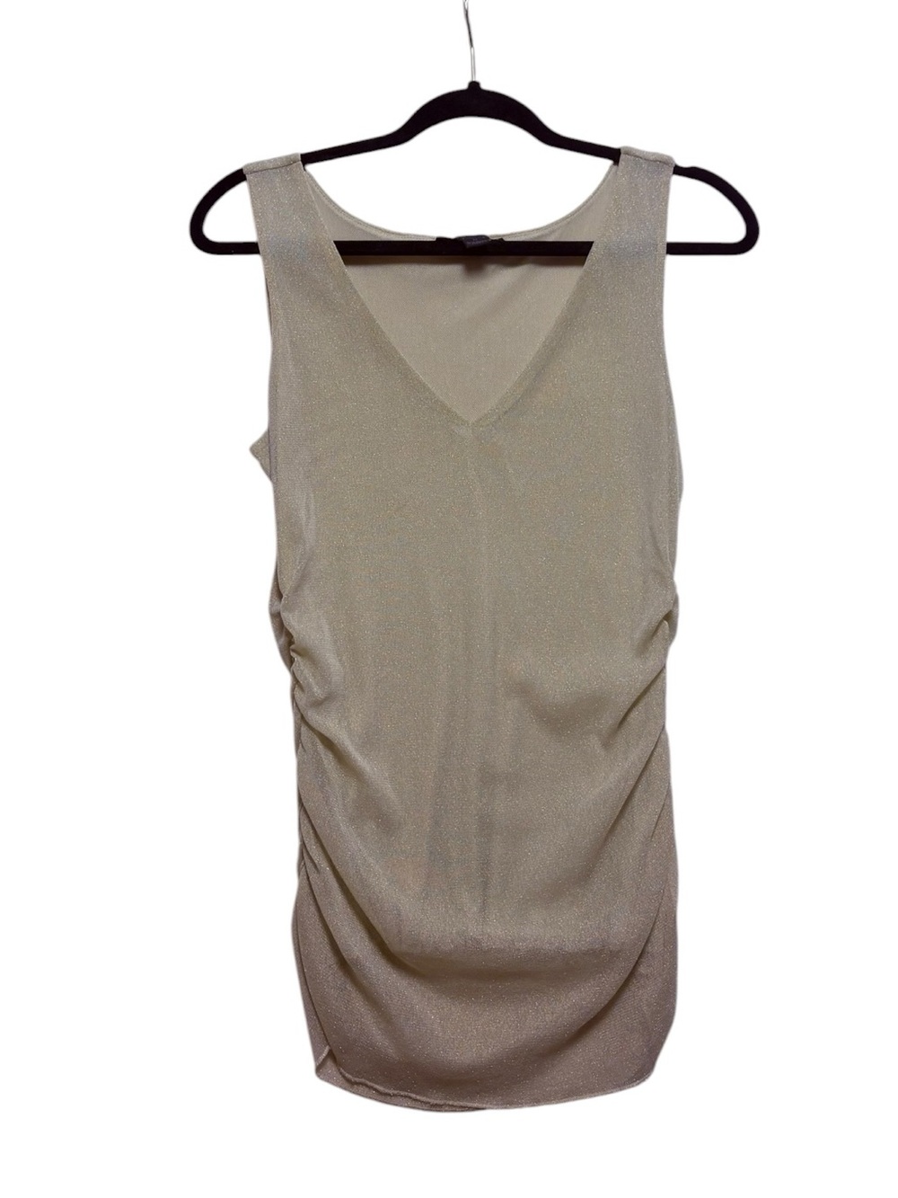 Women's V-Neck Sleeveless Ruched Tank Top - Cream